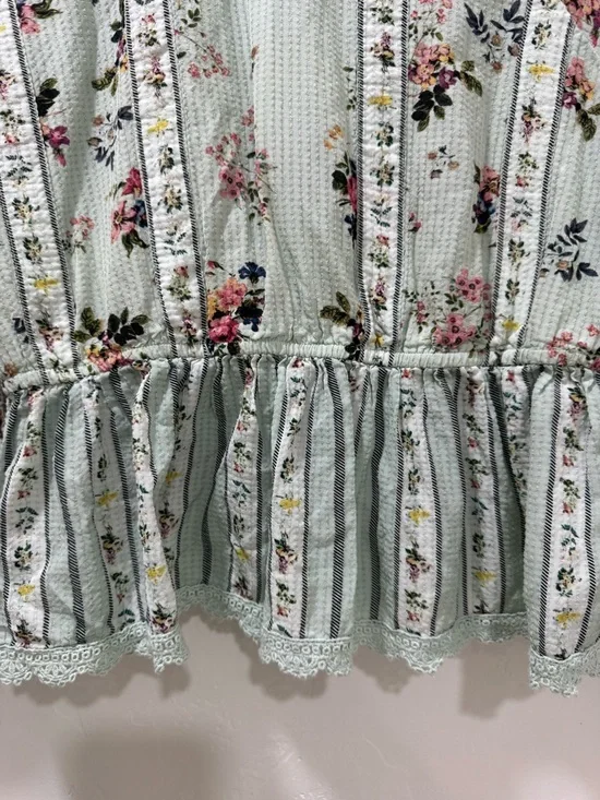 Anthropologie Hemant & Nandita Amour Floral Lace Blouse Top Mint Green Medium - Picture 6 of 15